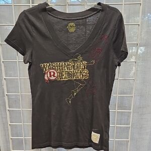NWOT Gray Redskins V-Neck Women's Tee Nice! Retro. Old Stock
